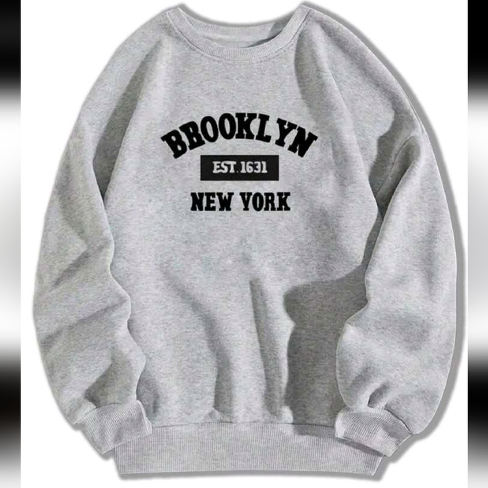 Brooklyn New York Est 1631 Graphic Thermal Mens Crewneck Sweater Large